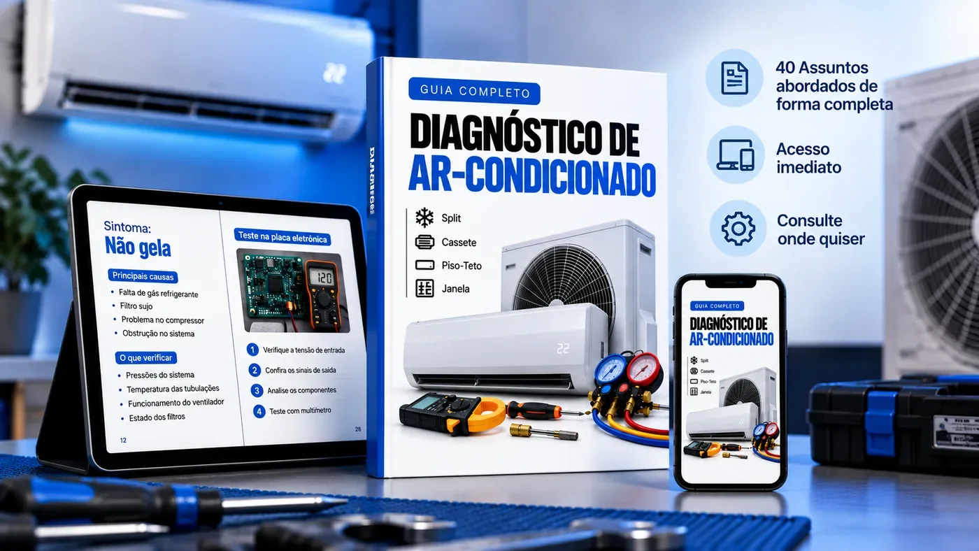 Guia Completo de Diagnóstico de Ar-Condicionado: 40 assuntos abordados, acesso imediato e consulta onde quiser